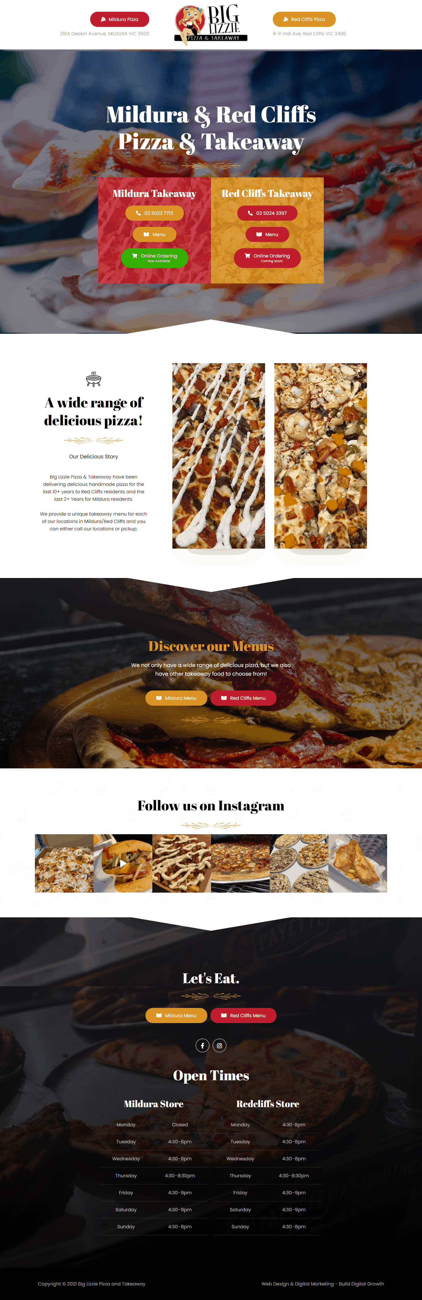 Big Lizzie Pizza Web Design